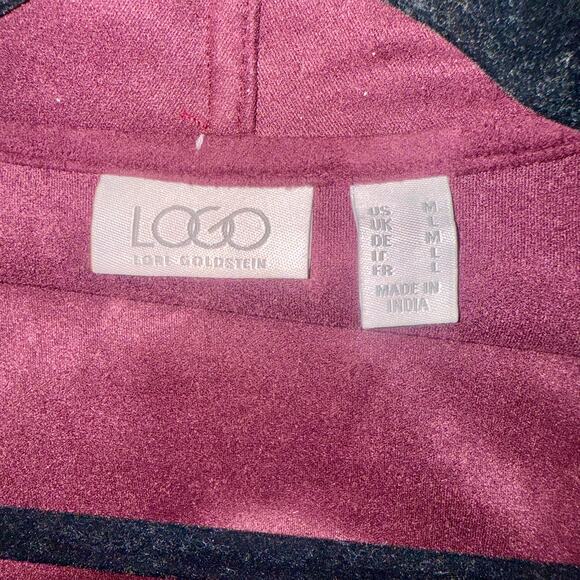 Logo Burgundy Open Front Sweater Jacket Medium Excellent Condition - Picture 6 of 8